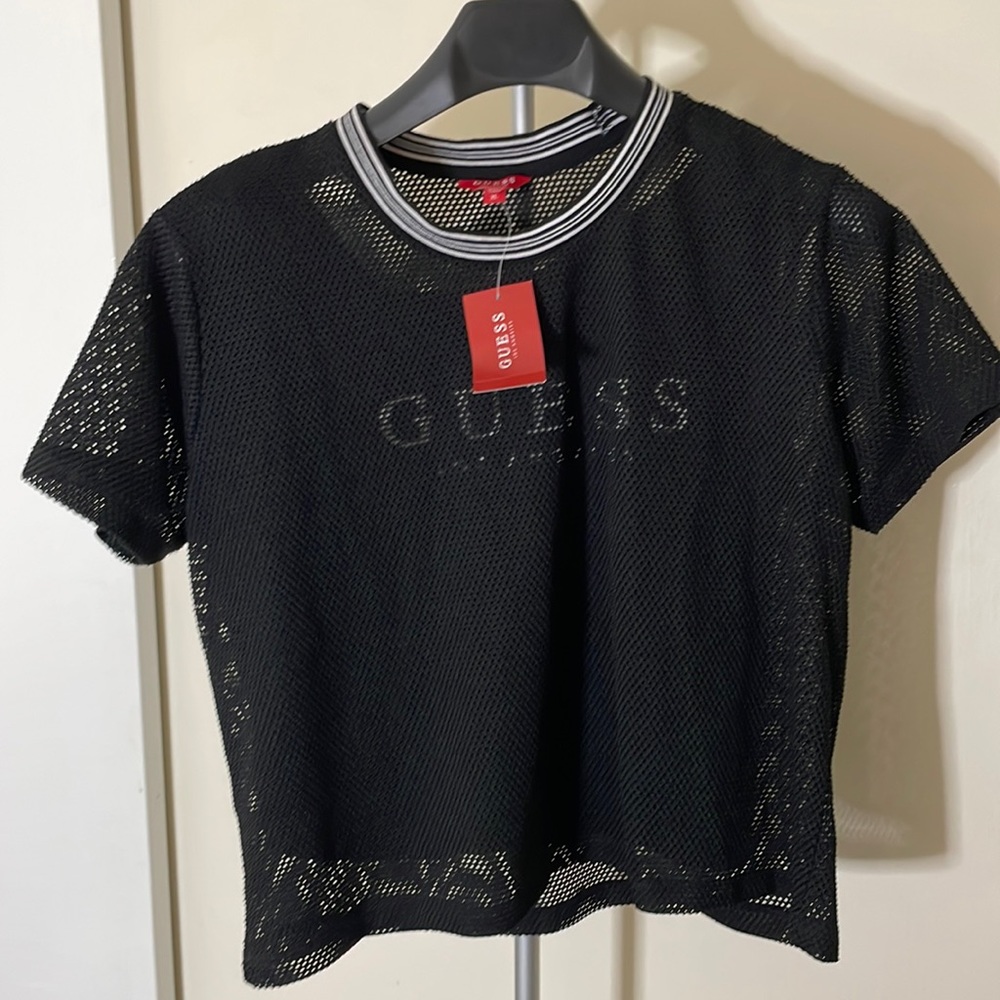 Guess SS Tristan Mesh Layered Top | Woman | Size XL | Black | New with Tag
